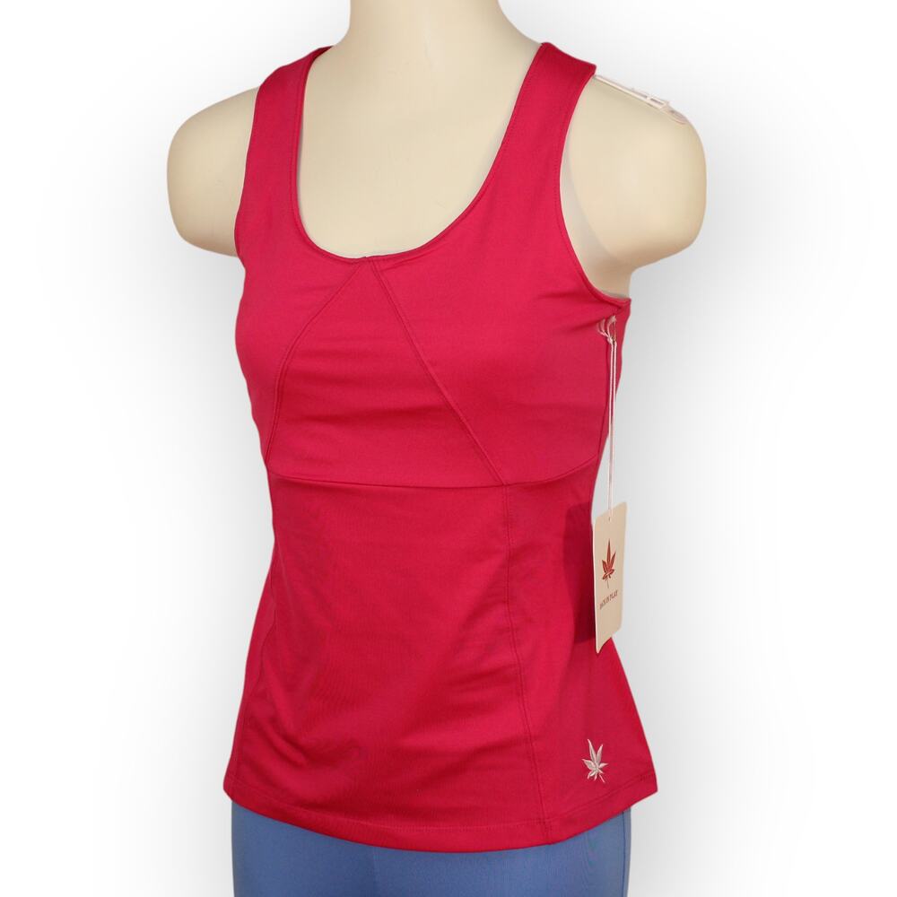 BOAST USA Women Active Tank Medium Fuschia Stretch Bra Racerback Leaf Logo